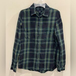 Madewell Green Plaid Flannel Shirt